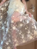 Daiiibabyyy  French Style Sweet Hollow Out Dresses Women Evening Retro Princess Fairy Long Dress Summer Lolita Kawaii Elegant Party Dress New