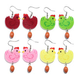 Daiiibabyyy  Funny Colorful Acrylic Hen Egg Drop Earrings for Women Lovely Cartoon Animals Dangle Earring Easter New Jewelry Gifts