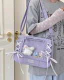 Daiiibabyyy  Dot Print Crossbady Bag Flap Transparent Sac Femme New Lace-up Bow Bolso Sqaure Bolsos De Mujer Underarm  Bags for Woman
