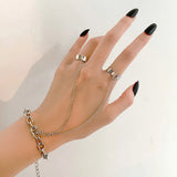 Daiiibabyyy  Gothic Cool Hip Hop Punk Chain Stainless Steel Tassel Rings for Women  Adjustable Open Finger Men Rings Set Party Gifts Jewelry