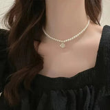 Daiiibabyyy  Luxury Necklace big brand Camellia Imitation of pearls necklace female women's neck chain neck chokers