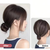 Daiiibabyyy  2PCS Messy Human Hair Bun Chignon With Elastic Rubber Band Stretchy 100% Human Hair Scrunchies Hair Bun Donut Elegant Ponytail