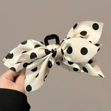Daiiibabyyy  French Elegant Hair Claw Crabs For Women Polka Dot Fashion Bow Hair Clip Retro Head Shark Clip Luxury Hair Accessories
