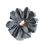 Daiiibabyyy  Elastic Flower Hair Scrunchies Cloth Korean Style Blue Plaid Hair Ring Ponytail Holder Hair Rope Lattice Hair Tie Daily
