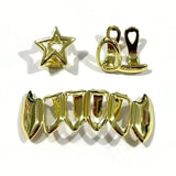 Daiiibabyyy  Fashionable Dental Jewelry With Stars/Hollowed-Out Horizontal Bars/Four-Hollowed-Out Lower Teeth Hip-Hop Dental Jewelry
