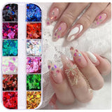 Daiiibabyyy Nail Sequins Irregular Heart Laser Sparkly Butterfly Design Nail Art Decoration Set Nail Glitter Flakes for UV Gel Manicure