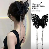 Daiiibabyyy  Large Double-layer Hollow Butterfly Grab Clip Diamond-encrusted Hairpin  Shark Clip  Disc Hair Clip  Fashion Headgear