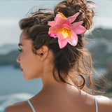 DAIIIBABYYY  -  1pc solid color artificial fabric Hawaiian phalaenopsis flower hair tie，suitable for seaside vacations, Wedding，daily hair ties