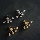 Daiiibabyyy  Exquisite Shiny Zircon Star Stud Earrings for Women Girls Luxury Crystal Geometric Pentagram Earrings Wedding Jewelry Gifts