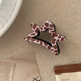 Daiiibabyyy  1pcCoffee colored star shaped clip, sweet and girlish heart, high ponytail hair clip, back of the head hair clip, hair accessory