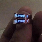 Daiiibabyyy  Ring for Couple Creative Glowing in the Dark Player 1 Player 2 Matching Gaming Ring for Women Men Valentine's Day Gift