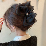 Daiiibabyyy  Fashion Tulle Big Bow Hair Claw Clips for Women Elegant Bowknot Hairpin Ponytail Clip Sweet Headdress Hair Accessories