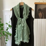 Daiiibabyyy  Spring and Autumn 95*185cm Ladies Scarves Lace Edged Shawl Scarf For Women