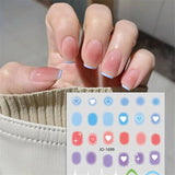 Daiiibabyyy New Love Heart Shape Design 3D Nail Sticker Colorful Gradient Blush DIY Nail Art Self-Adhesive Slider Decals Manicure Decoration