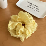 Daiiibabyyy  Summer new large pleated hair tie cream colored checkered multi layered hair tie coiled hair ponytail hair flower