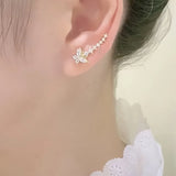 Daiiibabyyy  Exquisite Purple Zircon Butterfly Stud Earrings for Women Fashion Crystal Climb Ear Earrings Wedding Aesthetic Jewelry Gifts