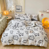 DAIIIBABYYY  -  A-class mother and baby cartoon washed cotton four piece set for bed, ins style bed sheets, duvet covers, dormitory duvet