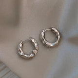 Daiiibabyyy  Luxury Top Quality Smooth Star Zircon Hoop Earrings for Women Girls Metal Chunky Sun Rhinestone Ear Buckle Punk Y2K Jewelry