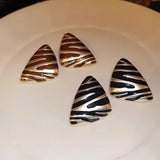 DAIIIBABYYY  -  New Vintage Zebra Enamel Triangle Drop Earrings for Women Maillard Style Brown Geometry Fashion Temperament Female Ear Jewelry