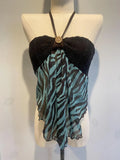 Daiiibabyyy  American Retro Gal Style Spicy Girl Zebra Print Hanging Neck Backless Strapless Top Summer Subculture Japanese T-shirt