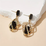 Daiiibabyyy  Silver Needle Geometric Drop Earrings for Women Retro Fashion Personality Drop Earrings Temperament Jewelry Female