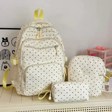 Daiiibabyyy  Nylon Polka Dot Backpack Set Stationery Storage Multi Compartment Girls Backpack Set Zipper Closure Student Backpack Girls Gifts