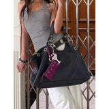 Daiiibabyyy  Y2K Cool Girl Motorcycle Bag For Women High-end Sense Korean Large Capacity Tote Bag Fashion Travel Shoulder Bag