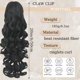 Daiiibabyyy  Wavy Claw Clip Hair Ponytail Extensions Hairpiece Synthetic Ringlets Curl Ponytail Wig with Claw Clip for Women Daily Party Use