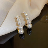 Daiiibabyyy  French Elegant Temperament Imitation Pearl Drop Shaped Long Earrings Party Premium Accessories for Womens Fashion Luxury Jewelry