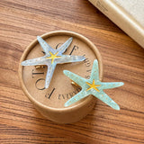Daiiibabyyy  1/2pcs Summer Beach~Blue starfish hair clip, seaside temperament, side clip hair accessory, bangs clip, forehead clip headband