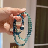 DAIIIBABYYY  -  Blue Glass Bead Bracelet Women's Fashion Jewelry Bohemian Style Accents