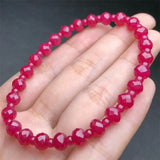 DAIIIBABYYY  -  6MM Natural Red Corundum Facet Bracelet For Women Men Love Gift Crystal Beads Strands Jewelry Gift 1PCS