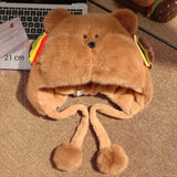 Daiiibabyyy  Fashion Warm Winter Hat Ear Protection Velvet Beanies Hat Woolen Cute Bear Ear Cap Women
