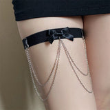 Daiiibabyyy  Elegant Sexy Chain Tassel Bowknot Leg Chain for Women Elastic Band Leg Chain Summer Spice Girls Women's Body Chain Accessories