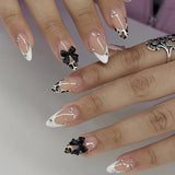 Daiiibabyyy  24PCS Leopard Print French False Nail Tips with Glue Simple Star Almond Press on Nails Full Cover Wearable Sweet Cool Fake Nails