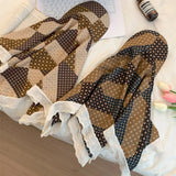 DAIIIBABYYY  -  Retro Lace Edge Splicing Printed Triangular Headscarf Caps Women Summer Sunscreen Trendy Atmosphere Casual Versatile Sun Hat