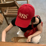 Daiiibabyyy  Red Baseball Cap Etter Embroidery New Women's Spring Baseball Cap Enlarged Deepened Cap Sweet Cool Style Korean Version Cute Hat