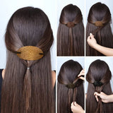 Daiiibabyyy  Fashion Leather Hair Clip with Stick Hair Barrette Hair Tie Hair Slide Oval Shape Hair Pins Ponytail Holders Hair Styling Tools