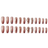 Daiiibabyyy 24pcs French y2k Water drop chain love flash False art Nails set Press on full cover nails With Glue fashion Artificial