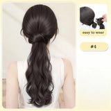 Daiiibabyyy  16inch Wavy Hair Ponytail Extensions Wig Synthetic Natural Wavy Claw Clip in Ponytail Hairpiece for Women Girls Daily Party Use