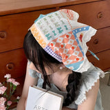DAIIIBABYYY   -  6 Style Ins Lace Hair Scarf Floral Print Transparent Headscarf Hat Retro Triangle Hair Band Travel Photo Headband Accessories