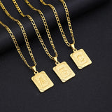 Daiiibabyyy Fashion Initial Pendant Necklace for Women Simple Stainless Steel Cuba Link Charm Letter Square Necklace Men Jewelry Couple Gift
