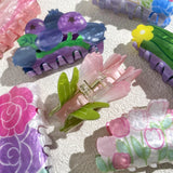Daiiibabyyy  Summer Flower Series Design Hair Accessories Personality Artistic Colorful Acrylic Multiple Style Women's Claw Clip