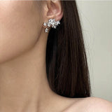 Daiiibabyyy  New Design Five-pointed Star 925 Silver Needle Earrings Shiny AAA Zircon Clip Earring Ear Accessories For Women