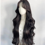 Daiiibabyyy  30inches Synthetic Women Wigs Loose Wave Hair Wigs with Middle-Part Bangs High-layered Wig Hairpiece for Women Daily Party Use