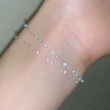 Daiiibabyyy  Simple Ice Blue Pink Dewdrop Bracelet Niche Friendship Handmade Bracelet Women Girls Sweet Fashion Jewelry Gifts