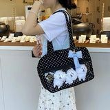 Daiiibabyyy  Ladies' Shoulder Bags Simple Solid Color Versatile Japanese Anime Kpop Tote Bag Large Capacity Luxury Brand New Handbag For Girl