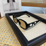 Daiiibabyyy  New Retro Camellia Oval Sunglasses for Women UV400 Protection Sun Glasses Outdoor Elegant Vintage Eyewear Gafas De Sol Mujer