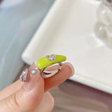 Daiiibabyyy  1Pcs Colorful Zircon Drop Glaze Ear Cuff for Women Korean Sweet Cute Non-Piercing Ear Wrap Ear Clip Y2K Jewelry Gifts