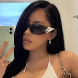 Daiiibabyyy  Cyberpunk All Inclusive Star Sunglasses Female Pilot Transparent Y2K Millennium Sunglasses Sports Cycling
